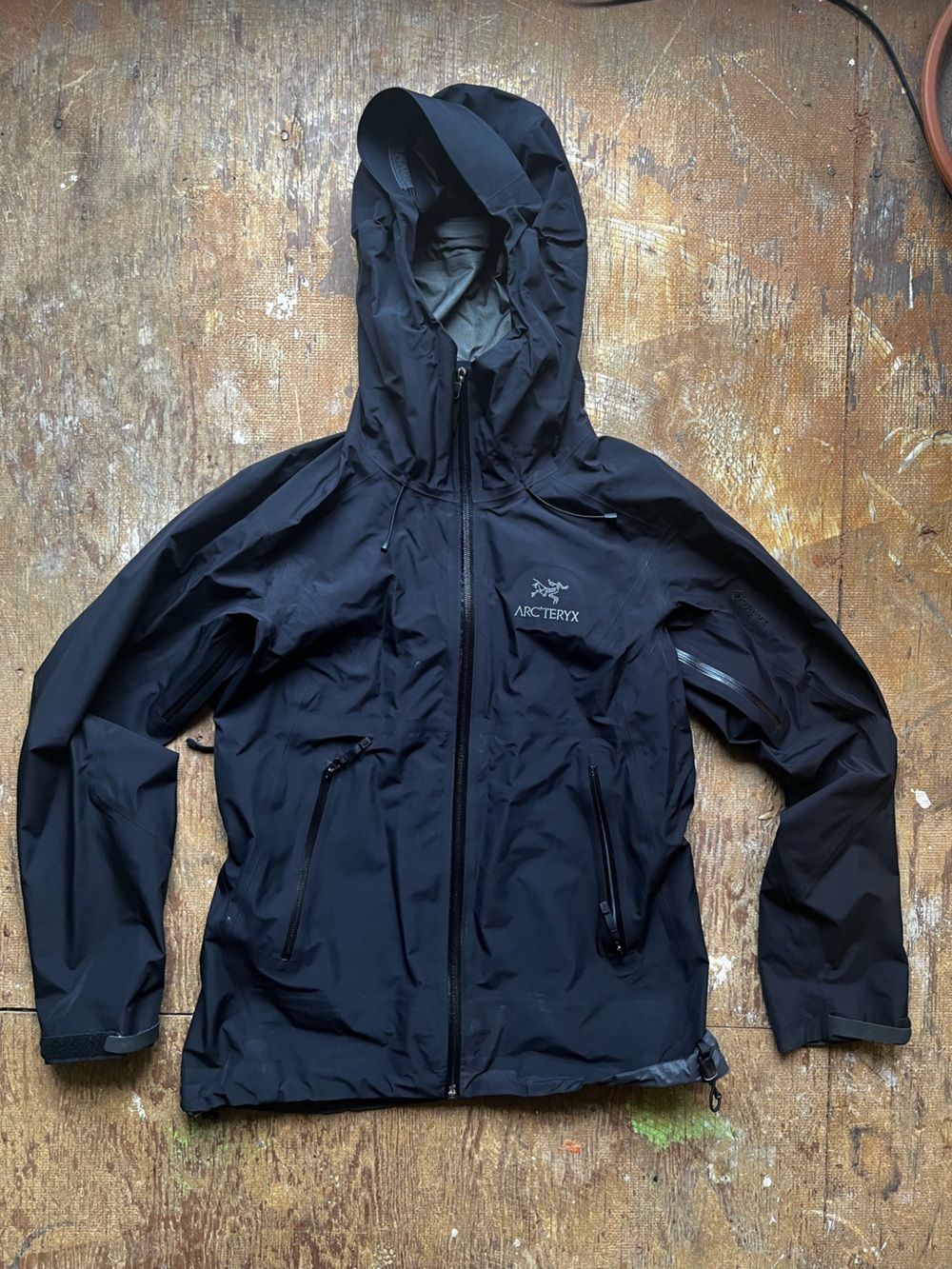 Arc'teryx Black Hooded Waterproof Shell Jacket